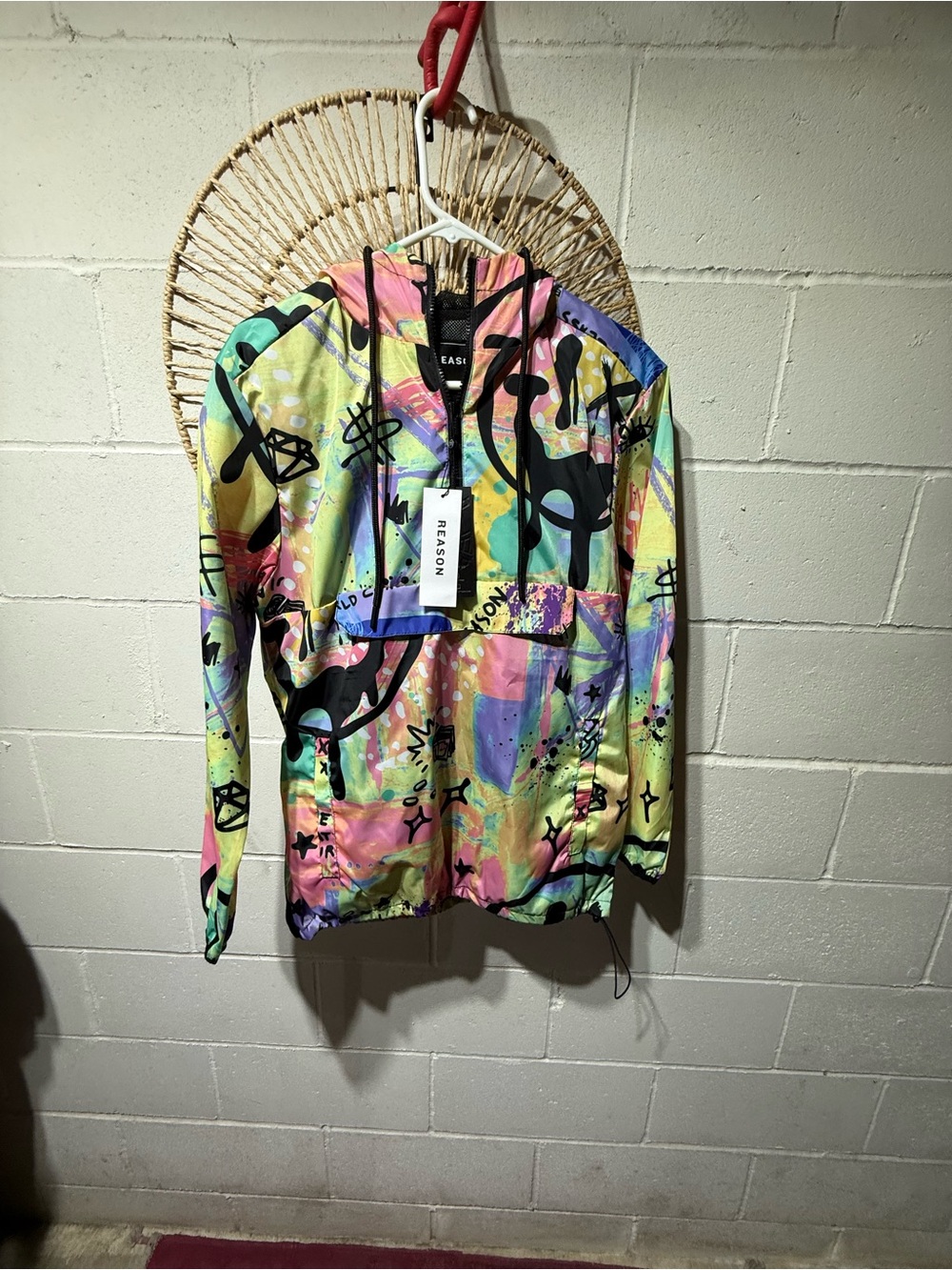 Reason Multicolor Graffiti Print Windbreaker Jacket - Neon Pastels